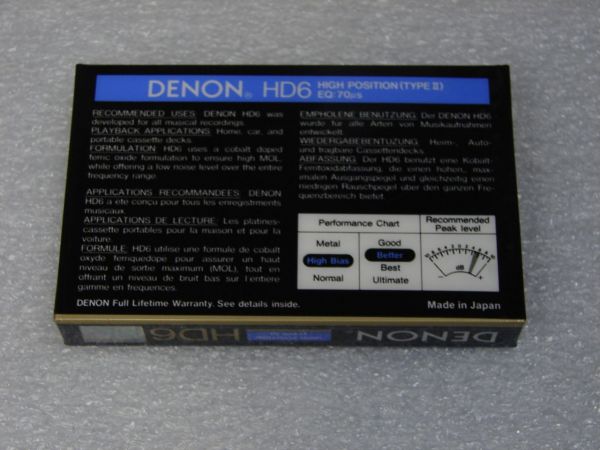 Аудиокассета Denon HD 6 100 (US) (1988 - 1990 г.)