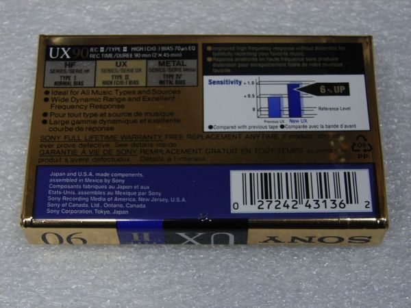 Аудиокассета Sony UX 90 (US) (1992 - 1994 г.)