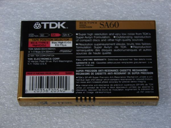 Аудиокассета TDK SA 60 (US) (1990 г.)