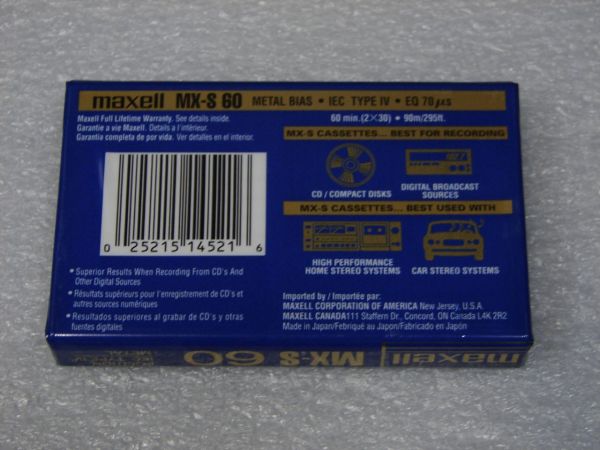 Аудиокассета Maxell MX-S 60 (US) (1998 - 1999 г.)