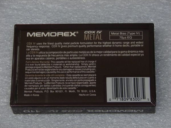 Аудиокассета Memorex CDX IV 110 (US) (1989 - 1990 г.)