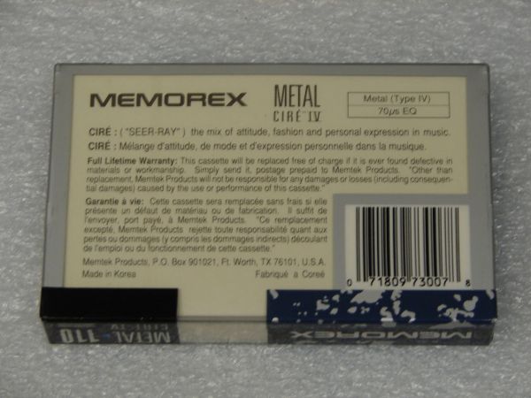 Аудиокассета Memorex CIRE IV 110 (US) (1991 - 1992 г.)
