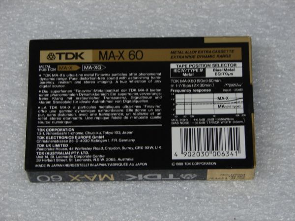 Аудиокассета TDK MA-X 60 (EU) (1988 - 1989 г.)