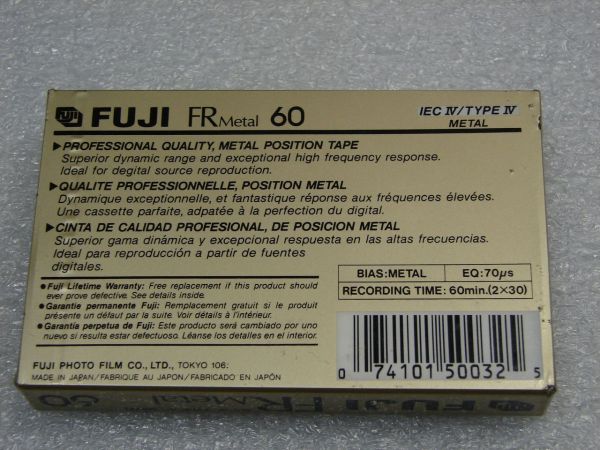 Аудиокассета FUJI FR Metal 60 (US) (1989 - 1990 г.)