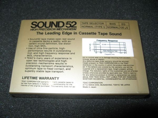 Аудиокассета TEAC SOUND 52G (US) (1984 - 1985 г.)