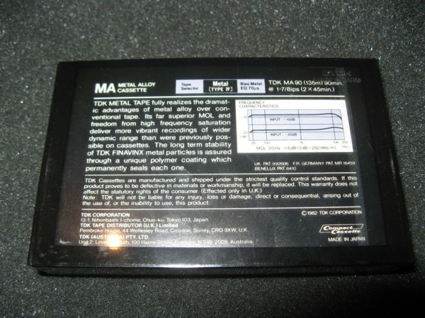 Аудиокассета TDK MA 90 (US) (1982 - 1984 г.)