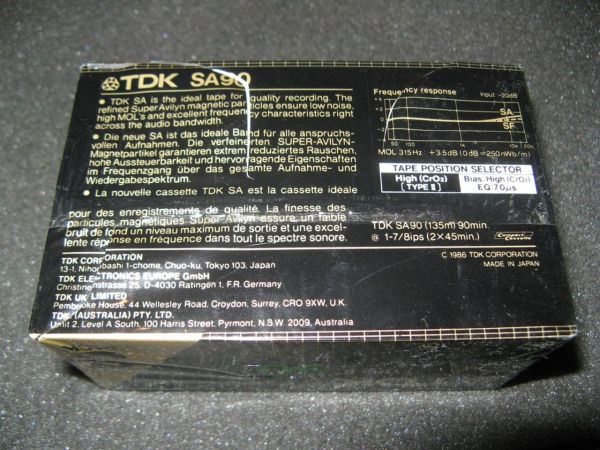 Аудиокассета TDK SA 90 3Pack (US) (1986 - 1987 г.)