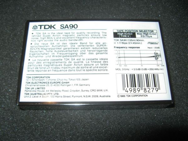 Аудиокассета TDK SA 90 (EU) (1986 - 1987 г.)